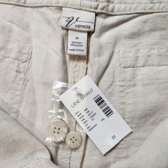 Women's Cargo shorts Linen Cotton Neutral color Oatmeal Size 20 LANE BRYANT NWT - Picture 13 of 15